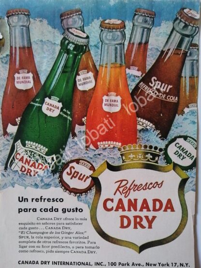 CARTEL ANTIGUO ORIGINAL DE SET DE 3 MINI CARTELES REFRESCOS CANADA DRY 1940s - Imagen 4