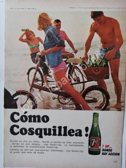 CARTEL ANTIGUO ORIGINAL DE SET DE 3 MINI CARTELES REFRESCOS 7up 1966 - Imagen 4