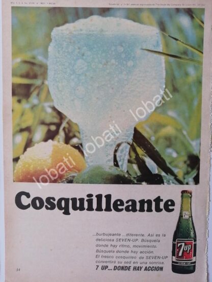 CARTEL ANTIGUO ORIGINAL DE SET DE 3 MINI CARTELES REFRESCOS 7up 1966 - Imagen 3