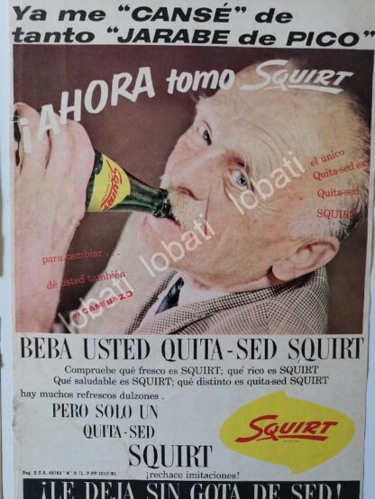 CARTEL ANTIGUO ORIGINAL DE 3 MINI CARTELES REFRESCOS SQUIRT. 1961 /3 - Imagen 2