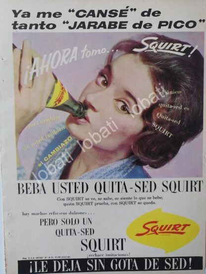 CARTEL ANTIGUO ORIGINAL DE 3 MINI CARTELES REFRESCOS SQUIRT. 1961 /3 - Imagen 3