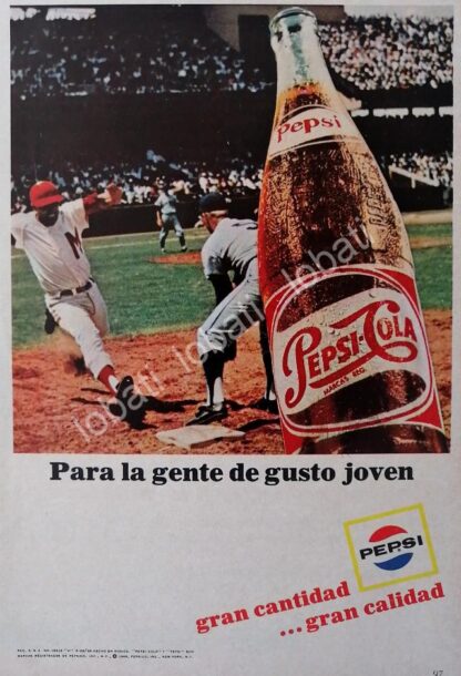 CARTEL ANTIGUO ORIGINAL DE MINI CARTEL PEPSI 1966 BEISBOL /L50