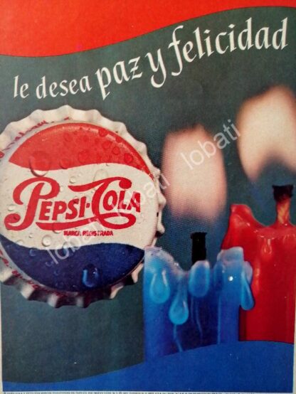 CARTEL ANTIGUO ORIGINAL DE MINI CARTEL PEPSI NAVIDAD DE 1967 / RARO