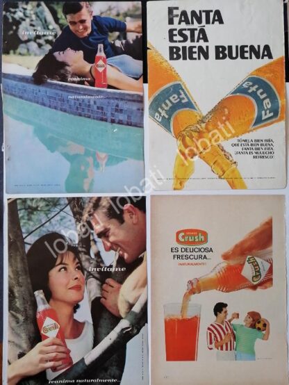 CARTEL ANTIGUO ORIGINAL DE SET DE 8 AFICHES REFRESCOS FANTA Y ORANGE CRUSH 1960s 70s - Imagen 3