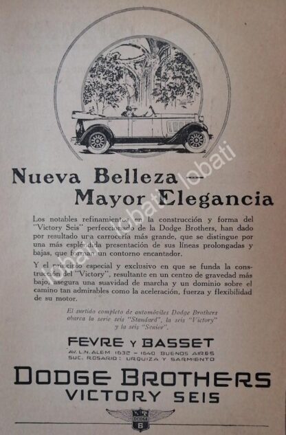 CARTEL ANTIGUO ORIGINAL DE AUTOS DODGE BROTHERS VICTORY SEIS 1927 /122