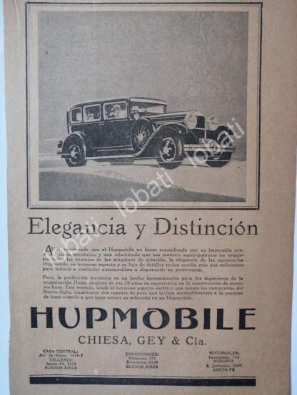 CARTEL ANTIGUO ORIGINAL DE AUTOS HUPMOBILE SEDAN /120