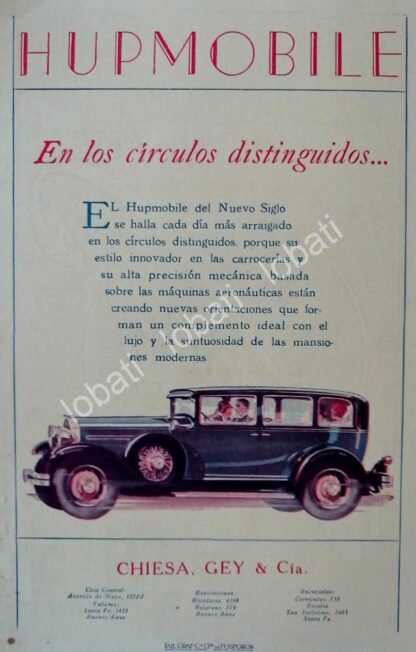 CARTEL ANTIGUO ORIGINAL DE AUTOS HUPMOBILE SEDAN /119