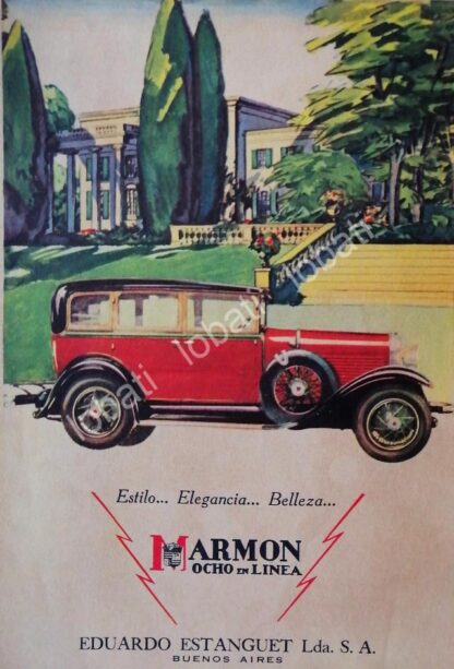 CARTEL ANTIGUO ORIGINAL DE AUTOS MARMON 8 EN LINEA 1927 /114 MUY RARO