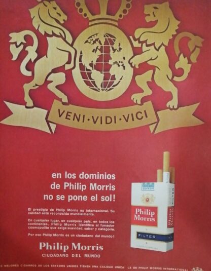 CARTEL ANTIGUO ORIGINAL DE CIGARROS PHILIP MORRIS 1970s /T272