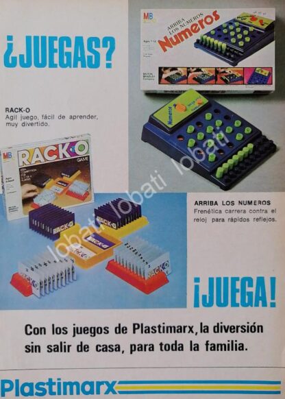 CARTEL ANTIGUO ORIGINAL DE JUGUETES PLASTIMARX 1982 RACK-O & NUMEROS