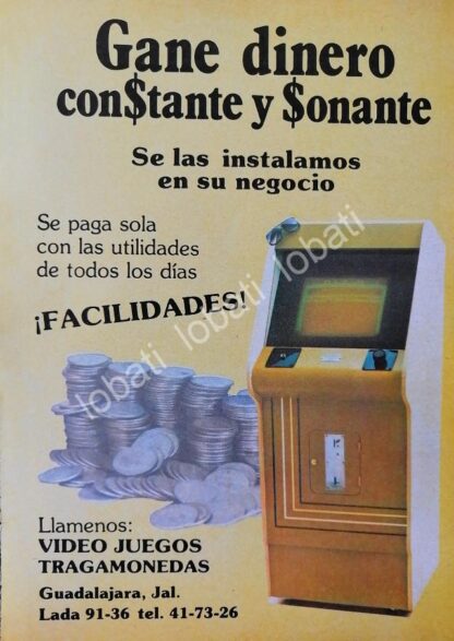 CARTEL ANTIGUO ORIGINAL DE MAQUINITAS DE VIDEO JUEGOS ARCADE 1984