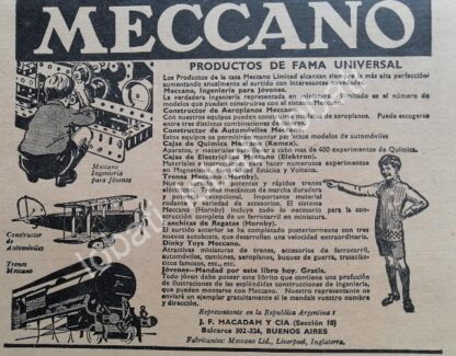 CARTEL ANTIGUO ORIGINAL DE JUGUETES MECCANO 1930 / MUY RARO