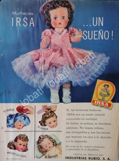 CARTEL ANTIGUO ORIGINAL DE MUÑECAS IRSA. 1953 INDUSTRIAS RUBIO / MUY RARO