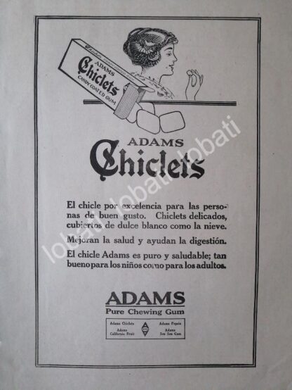 CARTEL ANTIGUO ORIGINAL DE CHICLES. CHICLETS ADAMS 1919 /CF58 / MUY RARO