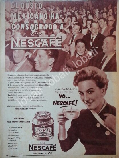 CARTEL ANTIGUO ORIGINAL DE MARGA LOPEZ Y CAFE NESCAFE 1958 /CF66 FEP / RARO