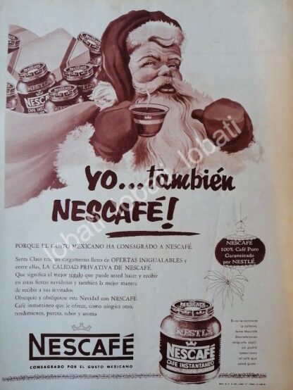 CARTEL ANTIGUO ORIGINAL DE SANTOCLOS Y CAFE NESCAFE 1958 /CF64 FEP