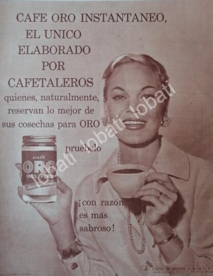 CARTEL ANTIGUO ORIGINAL DE CAFE ORO 1958 /51 CAFES DE MEXICO S.A