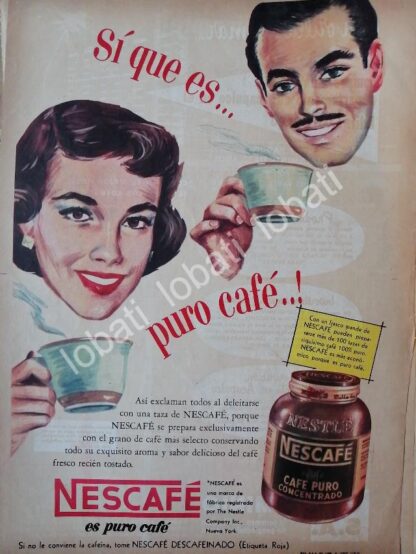 CARTEL ANTIGUO ORIGINAL DE CAFE NESCAFE 1953 (NESTLE) /47