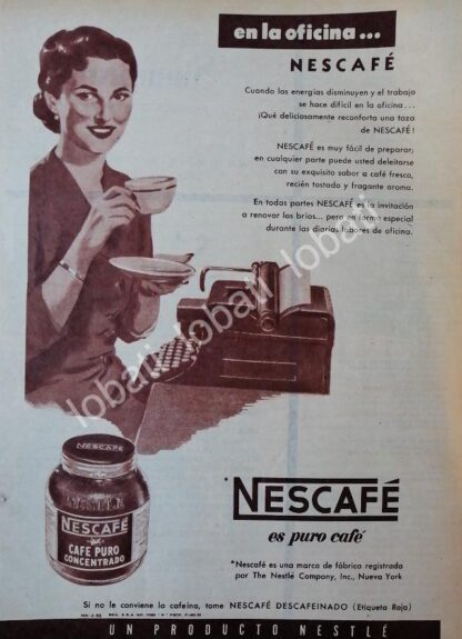 CARTEL ANTIGUO ORIGINAL DE CAFE NESCAFE 1956 (NESTLE) /46