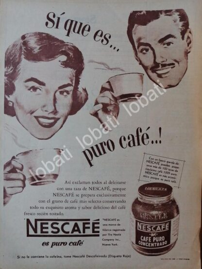 CARTEL ANTIGUO ORIGINAL DE CAFE NESCAFE 1955 (NESTLE) /49