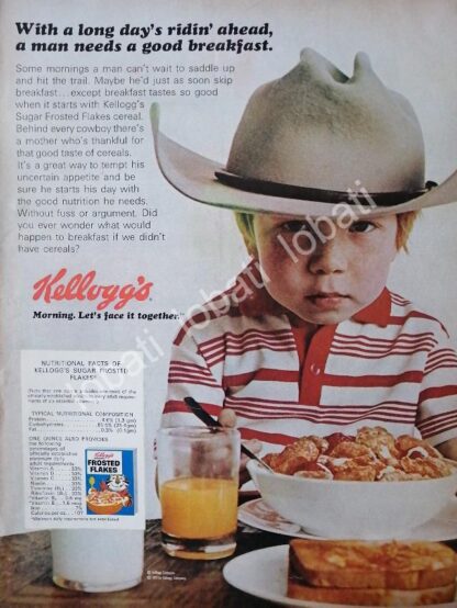 CARTEL ANTIGUO ORIGINAL DE CEREAL KELLOGS 1971 /36 U.S.A