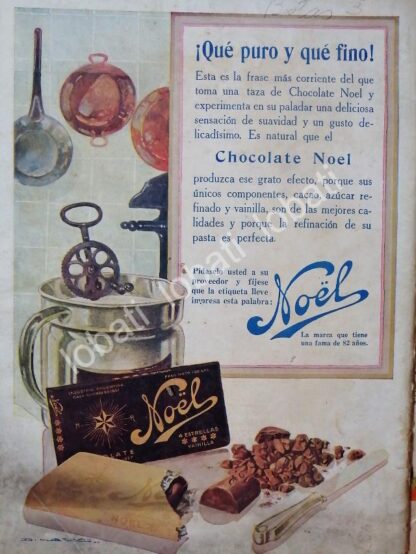 CARTEL ANTIGUO ORIGINAL DE CHOCOLATES NOEL 1927 /28 PUBLICIDAD ARTISTICA FIRMADA