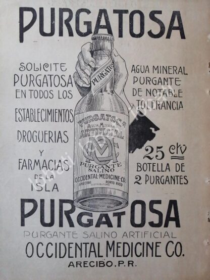 CARTEL ANTIGUO ORIGINAL DE TONICO PURGATOSA, PURGANTE, 1920s /22 / RARO