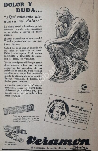 CARTEL ANTIGUO ORIGINAL DE MEDICINA VERAMON 1926 SCHERING /12