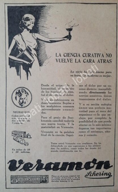 CARTEL ANTIGUO ORIGINAL DE MEDICINA VERAMON 1927 SCHERING /10