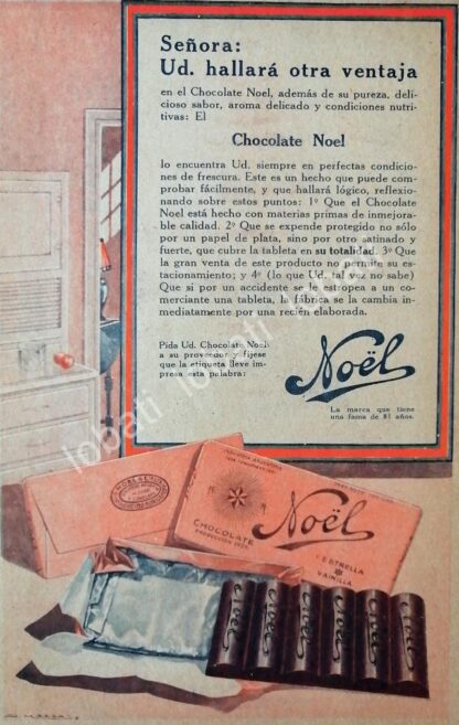 CARTEL ANTIGUO ORIGINAL DE CHOCOLATES NOEL 1928 /10 ARGENTINA-MEXICO