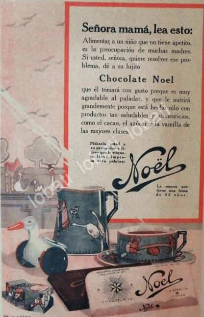 CARTEL ANTIGUO ORIGINAL DE CHOCOLATES NOEL 1927 /7 ARGENTINA-MEXICO