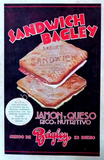 CARTEL ANTIGUO ORIGINAL DE GALLETAS BAGLEY 1927 /5 ARGENTINA-MEXICO