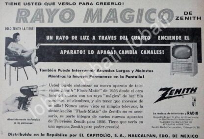 CARTEL ANTIGUO ORIGINAL DE EL PRIMER CONTRO REMOTO 1956 ZENITH FLASHMATIC /54 MUY RARO