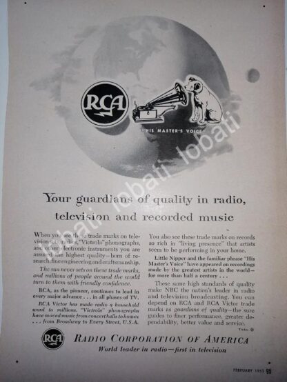 CARTEL ANTIGUO ORIGINAL DE RCA RADIO CORPORATION OF AMERICA 1953 /194