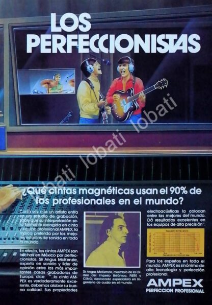 CARTEL ANTIGUO ORIGINAL DE CINTAS DE AUDIO AMPEX 1970s /191