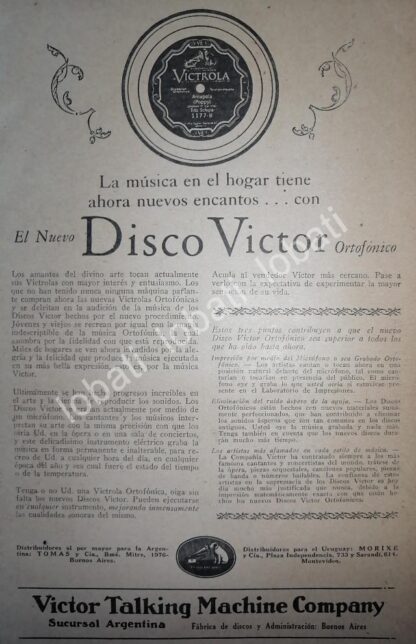 CARTEL ANTIGUO ORIGINAL DE LOS NUEVOS DISCOS VICTOR 1926 /186