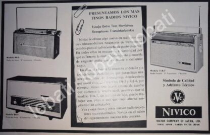 CARTEL ANTIGUO ORIGINAL DE RADIOS NIVICO JVC 1960s /185 / RARO