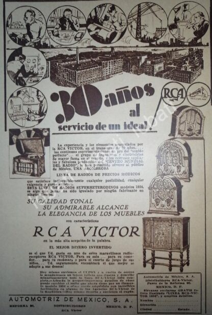 CARTEL ANTIGUO ORIGINAL DE RCA MEXICO 1934 /183