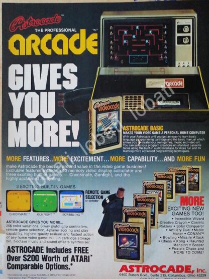 CARTEL ANTIGUO ORIGINAL DE VIDEO JUEGO ARCADE ASTROCADE 1982 /179 SUPER RARO