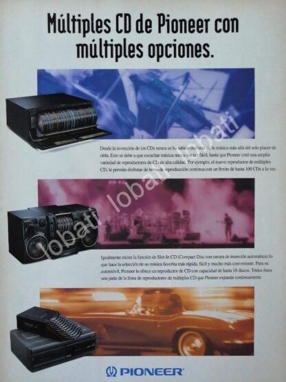 CARTEL ANTIGUO ORIGINAL DE EQUIPO DE AUDIO CARGADOR DE CD PIONNER 1990s /175 RARO