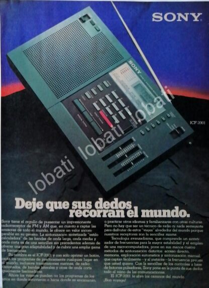 CARTEL ANTIGUO ORIGINAL DE RADIOS SONY ICF-2001 1980 /174