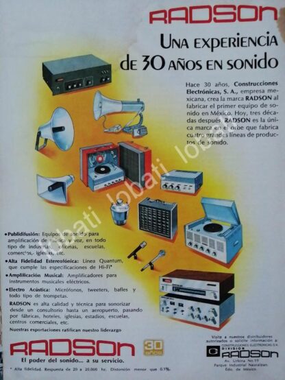 CARTEL ANTIGUO ORIGINAL DE EQUIPOS DE AUDIO RADSON 1979 /172