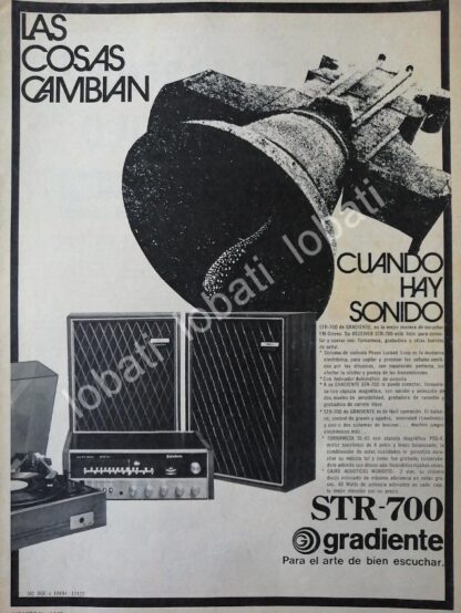 CARTEL ANTIGUO ORIGINAL DE EQUIPOS DE AUDIO GRADIENTE STR-700 1970s /168