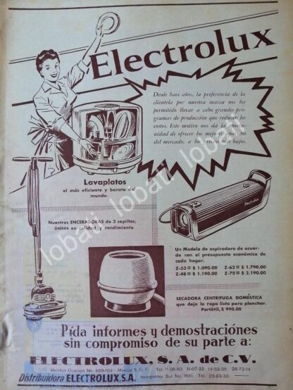 CARTEL ANTIGUO ORIGINAL DE ELECTRODOMESTICOS ELETROLUX 1962 /166