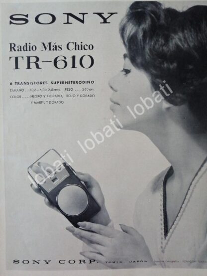 CARTEL ANTIGUO ORIGINAL DE RADIOS SONY DE BOLSILLO TR-610 1960s /156