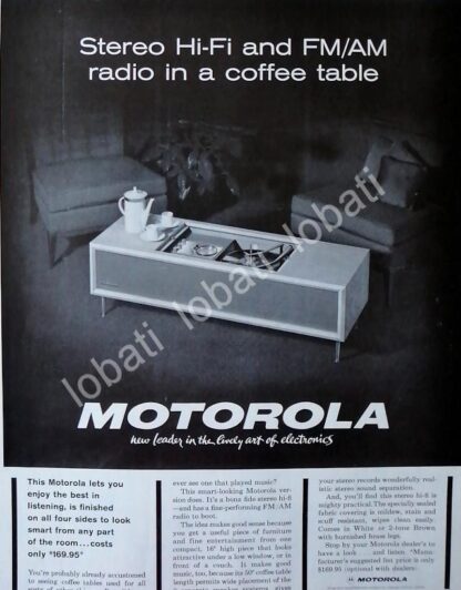 CARTEL ANTIGUO ORIGINAL DE RADIO CONSOLA MOTOROLA 1950 /155 RARO