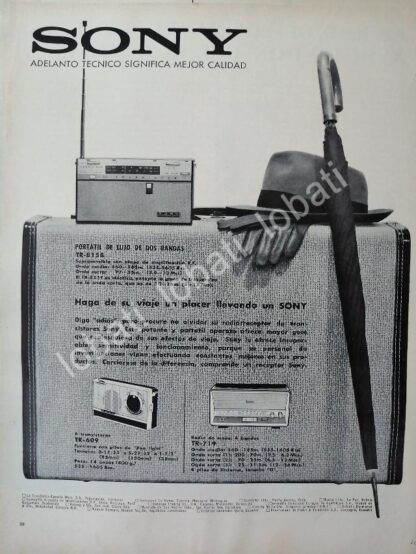 CARTEL ANTIGUO ORIGINAL DE RADIOS SONY TR-8158 Y OTROS 1960s. /149