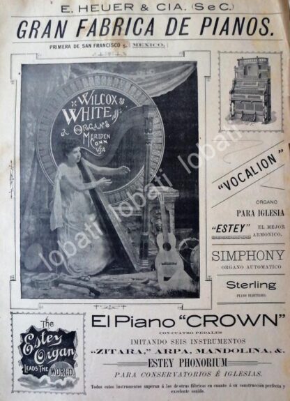 CARTEL ANTIGUO ORIGINAL DE FABRICA DE PIANOS E. HEUER & CIA. 1895. /146 SUPER RARO