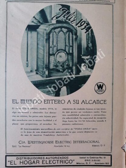 CARTEL ANTIGUO ORIGINAL DE RADIOS WESTINGHOUSE 1934 /138 MUY RARO