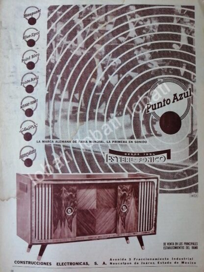 CARTEL ANTIGUO ORIGINAL DE RADIO CONSOLA PUNTO AZUL (BLAUPUNHT) 1959 /137